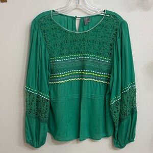 Elegant Green Lace Women's Blouse